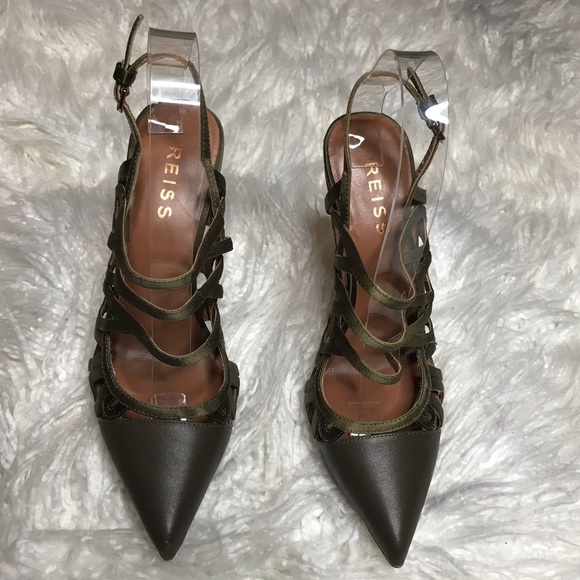 Reiss Eletrra Slingback Hunter Green Heels - Picture 3 of 6
